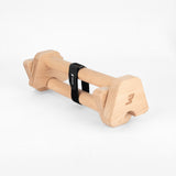 Bmotion Parallettes Big – große Holz-Parallettes mit schwarzem Klettband, auf weißem Hintergrund.