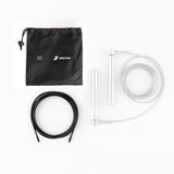 Bmotion Speedrope mit schwarzem PVC- und transparentem Stahlkabel – Top-View der austauschbaren Seiloptionen für individuelles Training.