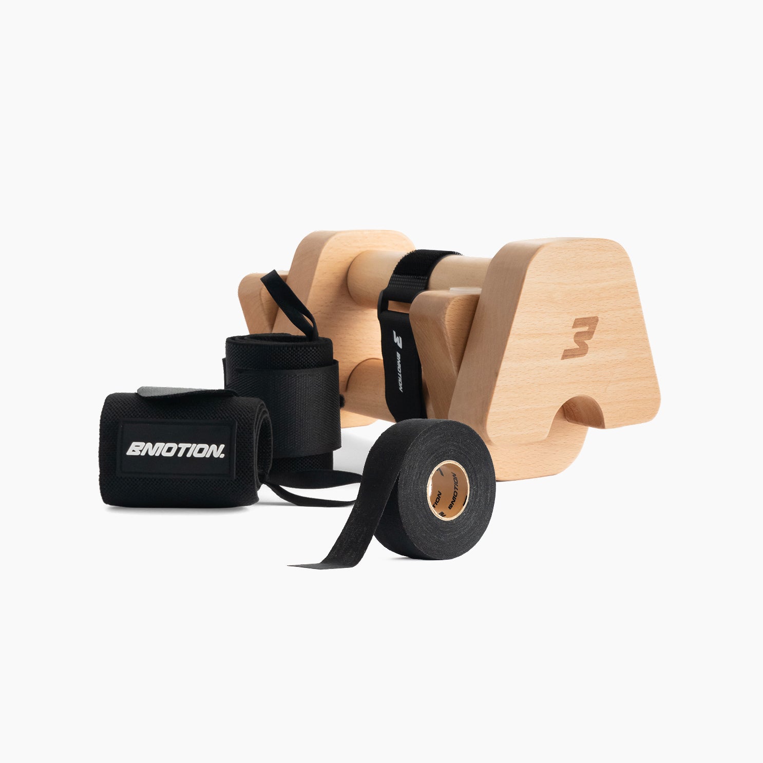 bmotion Parallettes Bundle mit Wrist Wraps und Grip Tape - komplettes Calisthenics Bodyweight Training Equipment Set
