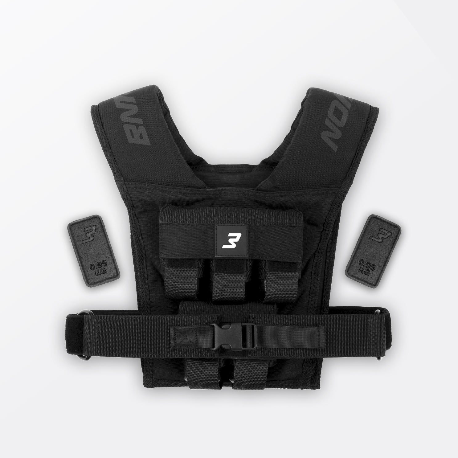 Bmotion Gewichtsweste 10 kg mit entnehmbaren Gewichten in schwarzem Design.