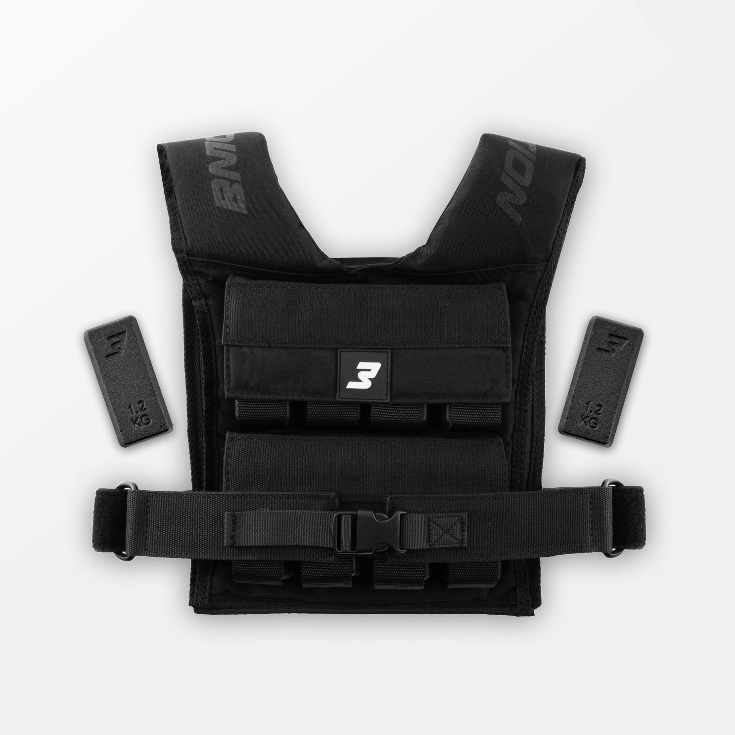 Bmotion Gewichtsweste 20 kg mit austauschbaren Gewichtseinsätzen in Schwarz.